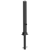 Barrier posts | Steel tube 70 x 70 mm | foldable, with triangular locking mechanism | for casting in concretewith ground socket part-no. 470.60approx. 400 mm below ground | hot-dip galvanized | with 2 eyelets